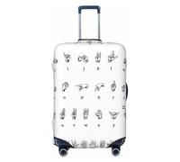 Sign Language Alphabet Elastic Travel Luggage Cover Suitcase Protector Fits 18-32 Inch Luggage