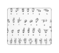 Sign Language Alphabet Enhanced Control Mouse Pad with Lock Stitch Edge Large Thick Non-Slip Desk Mat for Office Task