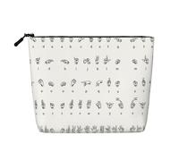 Sign Language Alphabet Fake Hemp Travel Toiletry Bag - Reusable Cosmetic Accessories Toiletry Organizer for Women - Multiple Uses