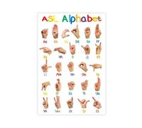 Sign Language Alphabet Poster ASL Alphabet Canvas Poster Bedroom Decor Landscape Office Room Decor Gift 12x18inch(30x45cm) Unframe