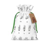 Sign Language Alphabet. Print Christmas Drawstring Gift Bags,Gift Wrapping Bag for Xmas Holiday Birthday Party