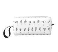 Sign Language Alphabet Print Foam Padded Cosmetic Case Simple Organizer Pouch Lightweight Travel Bag for Space Saving