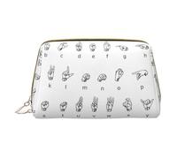 Sign Language Alphabet. Print Leather zipper makeup bag Cosmetic Pouch Travel Organizer Toiletry Clutch, White, One Size, White, One Size
