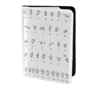Sign Language Alphabet Print Passport Holder for Travel,Wallet Case RFID Blocking Leather Card Slot Protector