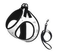 Sign Language Alphabet Print Small Dog Harness And Leash Set, Adjustable Soft Vest With 360° Reflective Straps For Cats Puppy