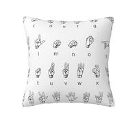Sign Language Alphabet. Print Throw Pillow Linen Square Throw Pillow Cover For Living Room Sofa Bed Pillowcase