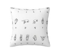 Sign Language Alphabet Print Throw Pillow Linen Square Throw Pillow Cover For Living Room Sofa Bed Pillowcase