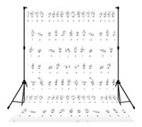 Sign Language Alphabet Printed Photography Backdrop, Soft Photo Background With Rod Pocket For Studio, Family Photos, Video Recording & Party Decor - 5x7ft