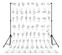 Sign Language Alphabet. Printed Photography Drape, Foldable Polyester Background, Easy Hang Rod Pocket Studio Prop