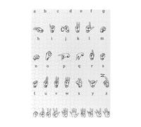 Sign Language Alphabet Printed Wooden Puzzle 500 Piece, Cute Puzzle Game in Plastic Box for Family Entertainment and Brain Training Gifts
