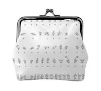 Sign Language Alphabet Printing Coin Purse, Lightweight Minimalist Wallet For Music Festivals And Concerts, Black, One Size, Art Deco