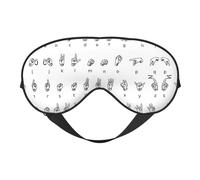 Sign Language Alphabet Printing Double Side Soft Eye Mask Reversible Design, Adjustable for Snug Fit, Blocks Light Eye Mask