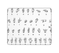 Sign Language Alphabet Printing Large Gaming Mouse Pad, Computer Keyboard Mouse Mat Desk Pad for Gaming Rooms, Home Offices