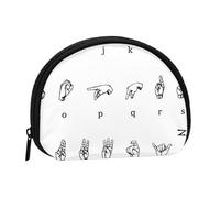 Sign Language Alphabet Prints Coin Purse for Women Cute Small Change Wallet Mini Coin Purses Pouch with Zipper