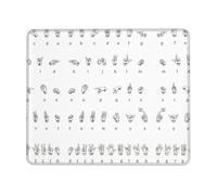 Sign Language Alphabet Stable Grip Mouse Pad Desk Mat, Lock Edge with Non-Slip Rubber Bottom for Computer Laptop PC