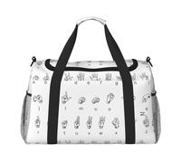 Sign Language Alphabet. Travel Duffel Bag Weekend Bag Weekender Overnight Carry On Hand Bag Workout Sport Hospital