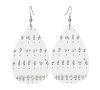Sign Language Alphabet Trendy Leather Teardrop Earring Lightweight Bohemian Earrings Set Jewelry Gift For Women Girl