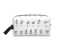 Sign Language Alphabet Water-Resistant Travel Toiletry Organizer Bag, Large Capacity Portable Cosmetic Storage for Gym/Daily Essentials
