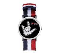Sign Language I Love You Sport Watch for Men Women Nylon Strap Wrist Watch Analog Quartz Watch