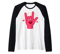 Sign Language Love Gesture ASL Interpreter Raglan Baseball Tee