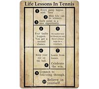 Sign Life Lessons In Tennis Knowledge Tin Sign Funny Decor For Club Teenage Garden Office S