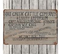 Sign Lonesome Dove Hat Creek Cattle Company We Don Rent Pigs Vintage Wall Decor Retro Metal Tin Sign 8X12 Inches