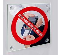 Sign: only cash payment, no card payment credit cards possible, acrylic glass plate.