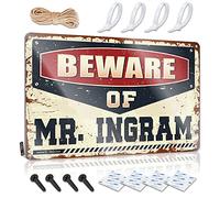 Sign Preppy Decor Vintage & Decorative Bar Rust-proof | Funny Garage Wall Decor Beware Of Mr. Ingram/Bar Signs For Home Bar Decor