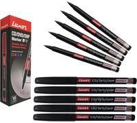 Sign Print Lab Luxor Permanent Marker Pens (Fine Tip, Pack of 10) - CD/DVD/OHP Surface Markers, Waterproof Ink for Marking, Writing, Drawing, Black Ball Pen (Black)