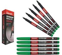 Sign Print Lab Luxor Permanent Marker Pens (Fine Tip, Pack of 10) - CD/DVD/OHP Surface Markers, Waterproof Ink for Marking, Writing, Drawing, Black Ball Pen (Green)
