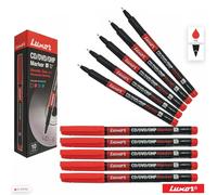 Sign Print Lab Luxor Permanent Marker Pens (Fine Tip, Pack of 10) - CD/DVD/OHP Surface Markers, Waterproof Ink for Marking, Writing, Drawing, Black Ball Pen (Red)