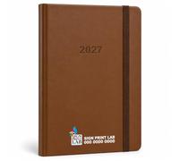 Sign Print Lab Personalised 2027 Day a Page Diary, A4/A5 PU Leatherette Daily Planner, Embossed Custom Name Journal for Office, Work, Business, Students & Professionals