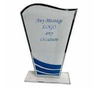 Sign Print Lab Personalised Engraved Jade Glass Trophy/Award- Winners Award/Corporate Award/Business Award/Employee of the Month Glass Awards (Blue)