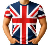 Sign Print Lab Union Jack Flag Classic Kids T-Shirt 100% Cotton Hand Printed (as8, Age, 9_Years, 11_Years, Regular)