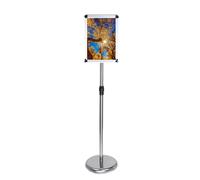sign stand, A2/A3/A4 Floor Standing Sign Stand Aluminum Snap Open Frame, 360° View Display for Life and Business 9.45 * 12.87inch black(Silver,9.45 * 12.87inch)