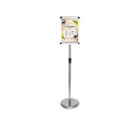 sign stand, Adjustable Poster Sign Stand Heavy Duty Snap Open Metal Base Floor Standing Sign Stand Vertical and Horizontal View Sign Display 9.6 * 13.5inch black(Silver,9.45 * 12.87inch)