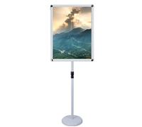 sign stand, Adjustable Poster Sign Stand with Heavy Duty Base Aluminum Snap-On Frame Displays Vertical and Horizontal View Signs 9.6 * 13.5inch black(White,17.72 * 24.57inch)