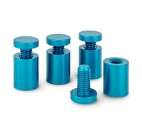 Sign Standoff Wall Mount Advertisement Fixings Bolts, Glass, Acrylic, Stone Holders for Picture Frames Store Office Sign Displays, Aluminium Blue, 20mm Dia L=25mm - 4X Barrels 4X Screws