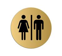 Sign Toilet Ladies Gentlemen Ø 75 mm Aluminium gold self-adhesive