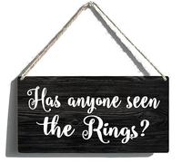 Sign Wall Art Definition Wood Plaque Has Anyone Seen The Rings Ring Bearer Sign Rustic Wood Decor Farmhouse Wall Hanging Plaque Wooden Sign For Home Indoor Outdoor 5x10Inch