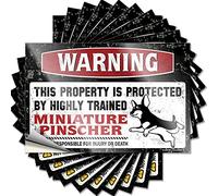 Sign Warning for Car Warning This Property is Protected By A Highly Trained Miniature Pinscher - 3D Wall Decor Reading Decor Clear Print | Car Window Decals for Women(12X18CM-6Pcs)