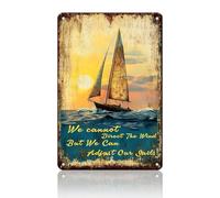 Sign We Cannot Direct The Wind But We Can Adjust Our Sails Aluminium Tin Sign Wall Decor for Home Bedroom Kitchen Entryway Outdoor 12×8 Inch