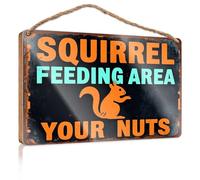 Sign Wooden Hanging Squirrel Feeding Area: A Fun Guide To Nut-Feeding Zones Wooded Sign Funny Bathroom Wall Decor Sign Wood Country Decora(23X35CM)