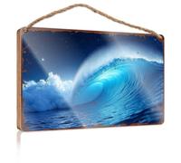 Sign Wooden Hanging Whispering Waves: A Serene Ocean'S Embrace Under The Night Sky Wooded Sign Funny Home Decor Signs Garden Gifts(20X30CM)