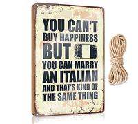 Sign Wooden Hanging You Can't Buy Happiness But You Can Marry A Italian Wooden Sign Fun Signs for Home Decor Fun Stuff (Size : 20X30CM)