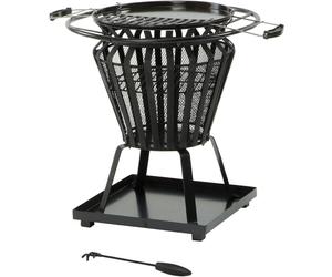 Signa Round Fire Pit with Removable BBQ Grill Plate - Outdoor Fire & Cooking Bowl
