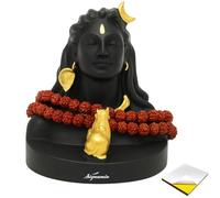 SIGNAMIO® Mini Lord Shiva Idol: Handcrafted Mahadev Murti with Nandi - Perfect Spiritual Car Dashboard Accessory and Gift Item, Featuring Shiv Ji Adiyogi Statue - Ideal God Idols for Car Décor