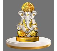SIGNAMIO Resin Handcrafted White Ganesha Idol for Car Dashboard Item: Ganesh Ji, Ganpati Bappa Murti for Home Decor - Exquisite Car God Idols for a Divine Touch in Your Vehicle and Home, 16 x 12 Cm