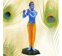 SIGNAMIO Resin Standing Krishna Statue - Elegant Krishna Idol Small for Home Decor - Exquisite Krishna Idol Figurine for Spiritual Decor and Gift, Perfectly Crafted with Fine Details, 8.5 x 6.5 Cm