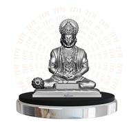 SIGNAMIO Silver Hanuman Ji Idol Statue for Car Dashboard - Divine Bajrangbali Murti, Perfect Hindu God Gift Item and Home Puja Decoration Ideal Hanuman Murti as Car Dashboard Accessory